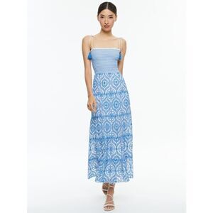 Alice + Olivia Women's Blue Geometric Marna Tie Strap Maxi Dress Size 12 NWOT